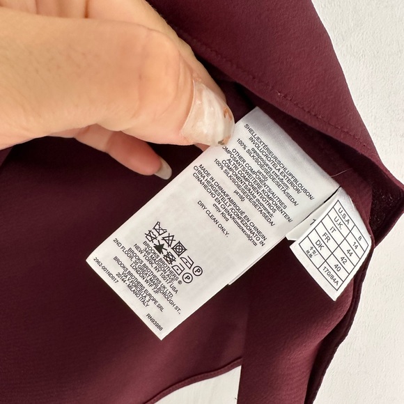 Brooks Brothers large 100% silk blouse top burgundy red ruffle holiday party 8 - Picture 4 of 8